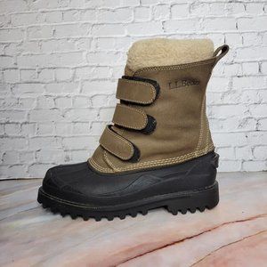 LL Bean Suede Hook & Loop Waterproof Felt Lining Snow Boot Womens Size 10